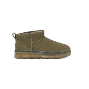 UGG CLASSIC ULTRA MINI CLEAR BURNT OLIVE WATER RESISTANT BOOT US 7 - EUC